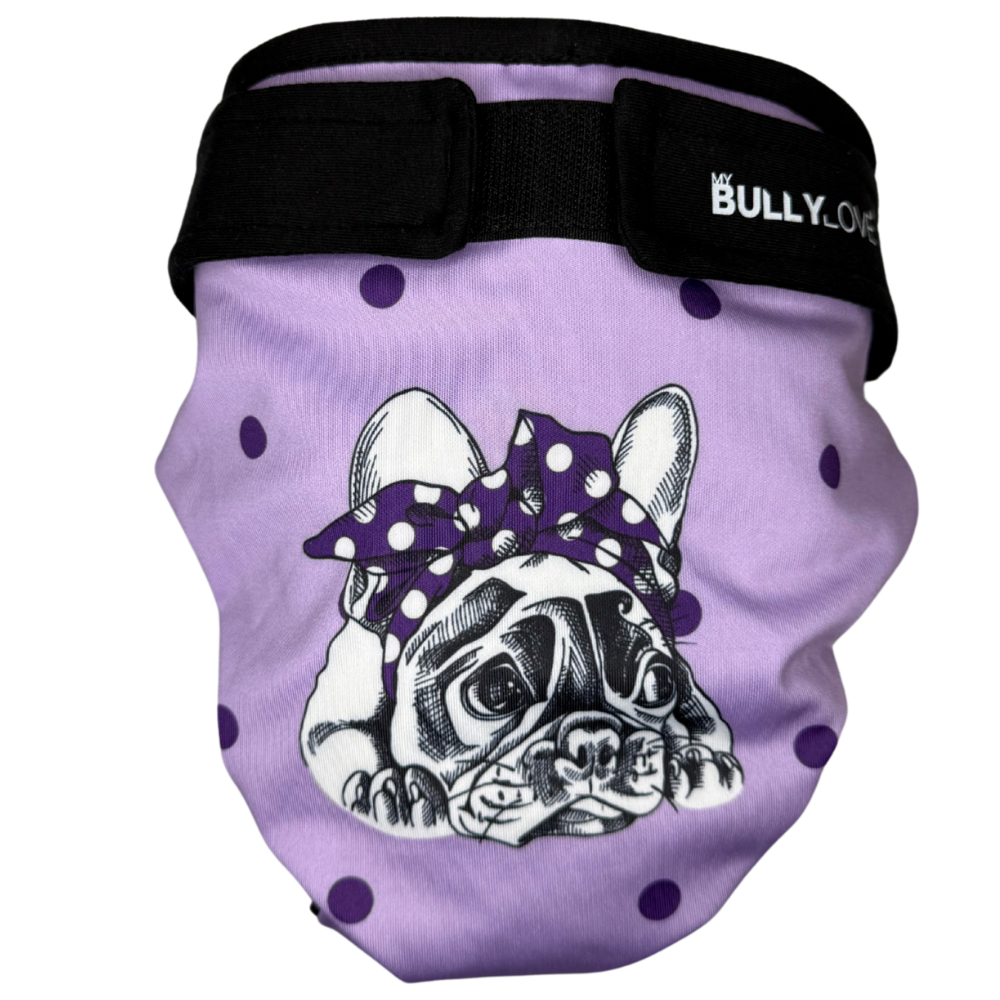 Läufigkeitshöschen für Französische Bulldoggen in Purple von MyBullyLove