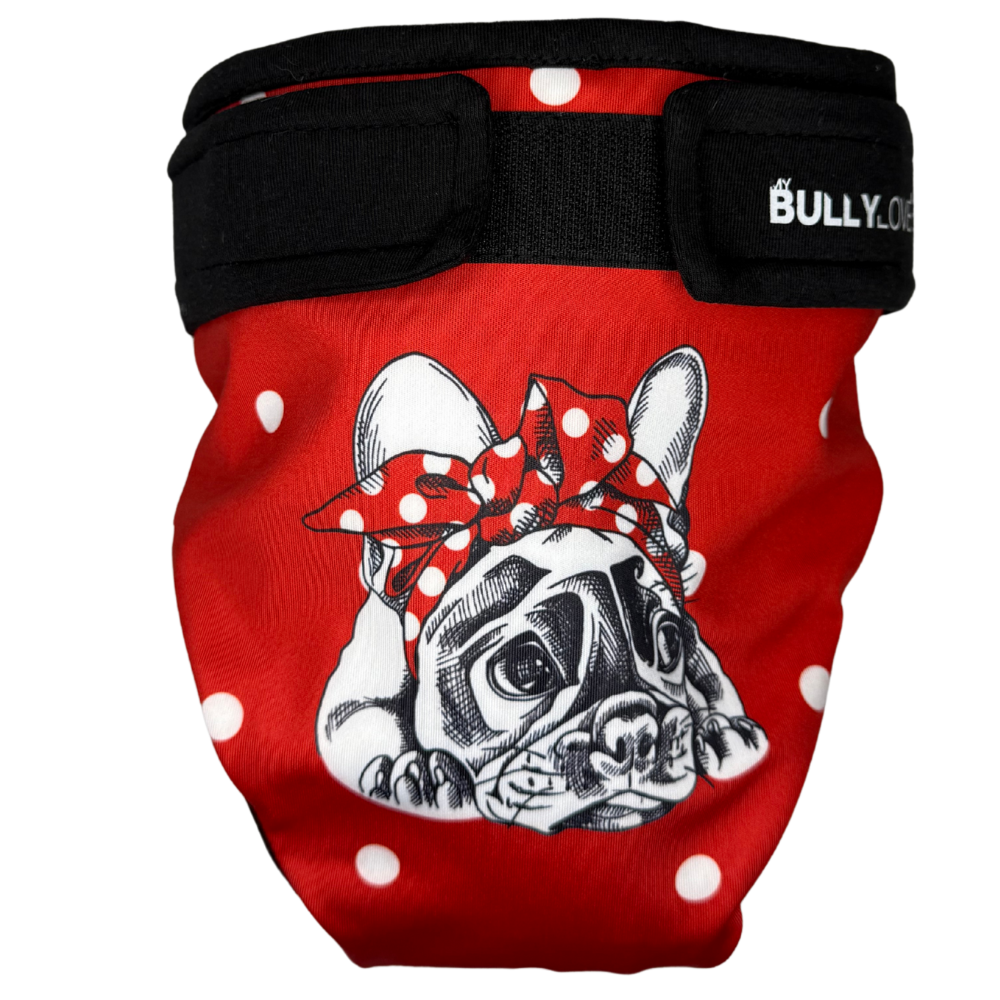 Läufigkeitshöschen für Französische Bulldoggen in Rot von MyBullyLove