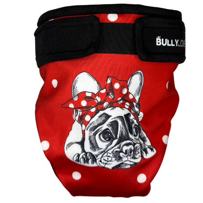 Läufigkeitshöschen für Französische Bulldoggen in Rot von MyBullyLove